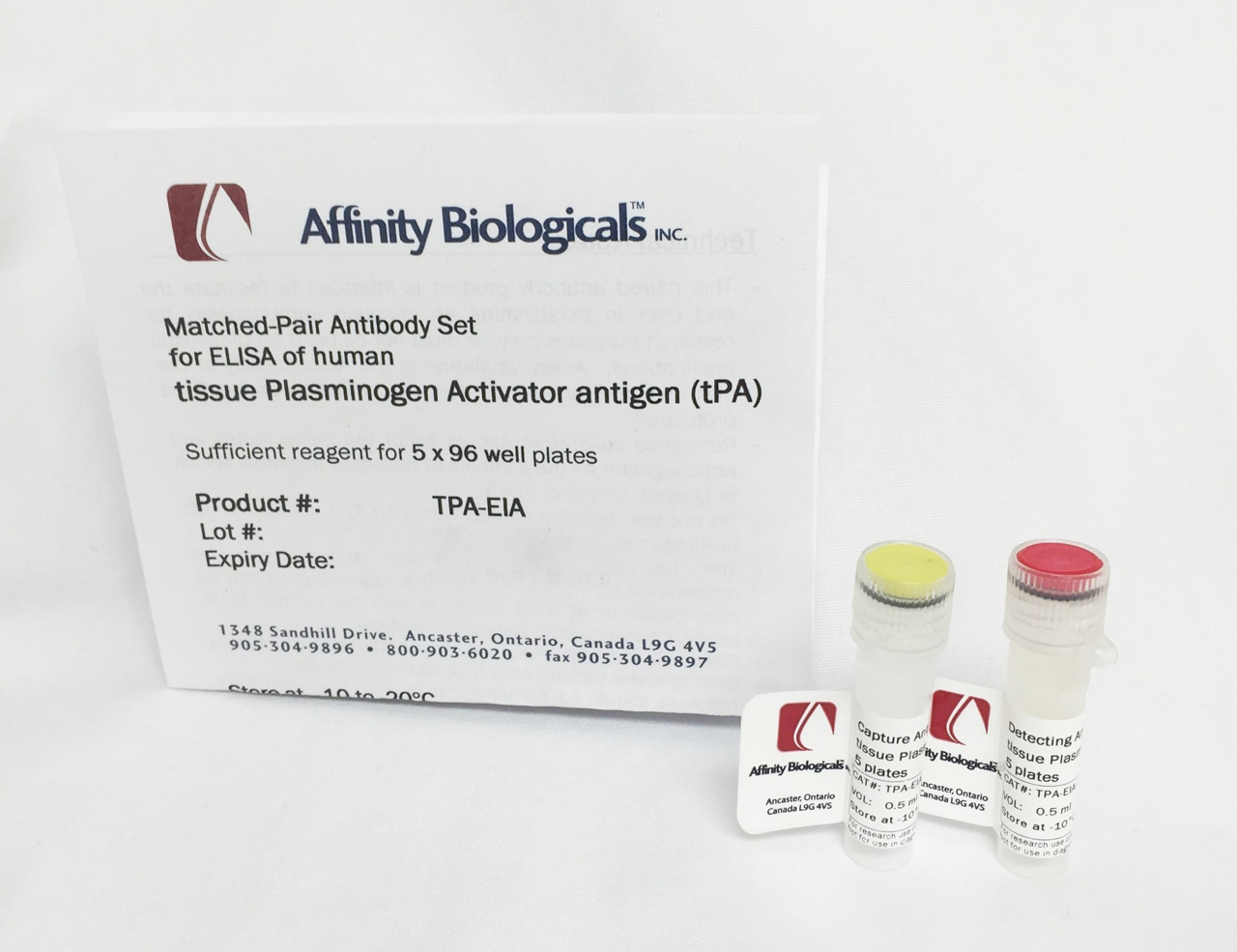 Tissue Plasminogen Activator Paired Antibody Set for ELISA