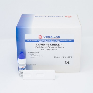 COVID-19-CHECK-1 IgG/IgM Cassette (CE Marked 10min Whole Blood/Serum/Plasma) 20 Test Kit For Medical Healthcare Professional Use Only