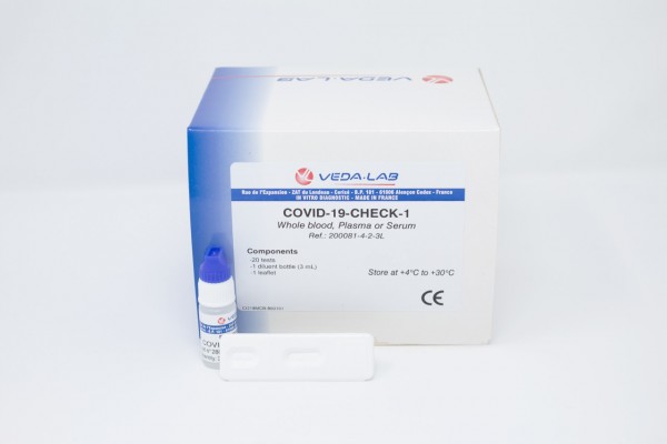 COVID-19-CHECK-1 IgG/IgM Cassette (CE Marked 10min Whole Blood/Serum/Plasma) 20 Test Kit For Medical Healthcare Professional Use Only